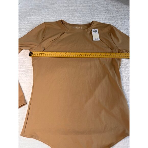 Abercrombie & Fitch Bodysuit Cut Outs Long Sleeve XL Camel Soft Stretch NEW - Picture 6 of 8